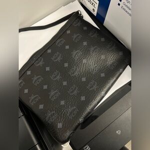 MCM Visetos Liz Shopper Tote Pouch Black Need Repair